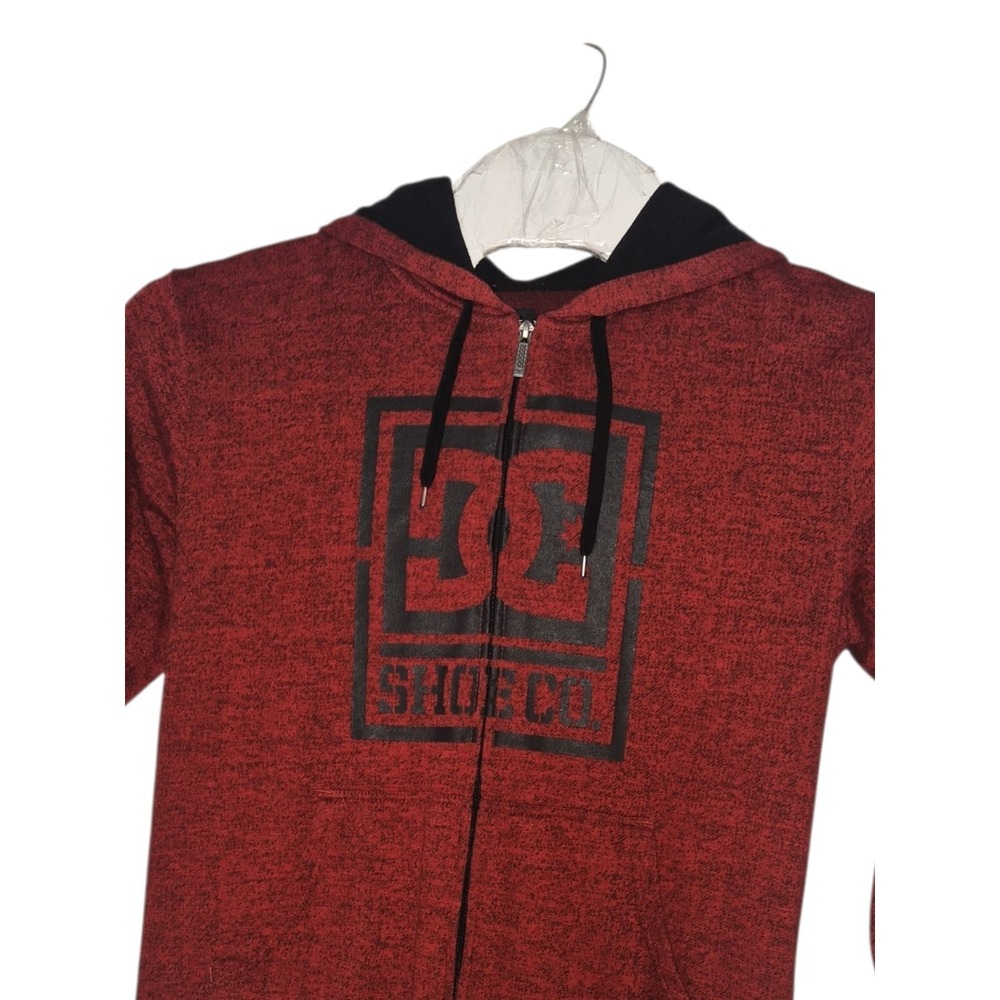 DC Shoes Hoodie Zip Up Size M Mens Red/Black Heather Skate Streetwear Jacket